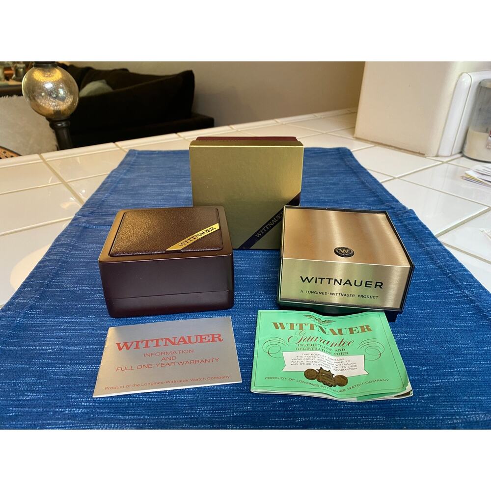 Pair Vintage Wittnauer Watch Display Box Empty Case & Paperwork 82B